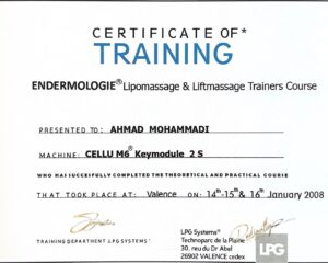 certificate of LPG endermologe - slimming.  Gelişmiş cihazlarla zayıflama ve vücut şekillendirme