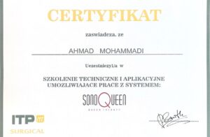 certificate of Sonoqueen - hifu lifting Cilt gençleştirme modern yöntemlerle