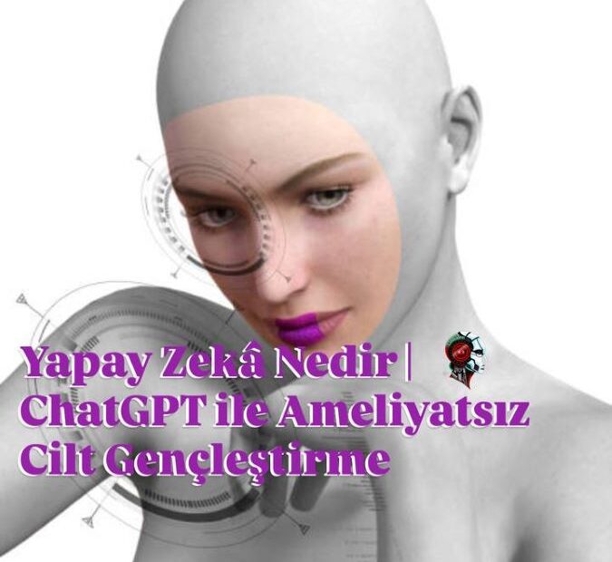 Yapay zekâ ile ameliyatsız cilt gençleştirme – ölçüm çizgileriyle analiz edilen kadın yüzü.